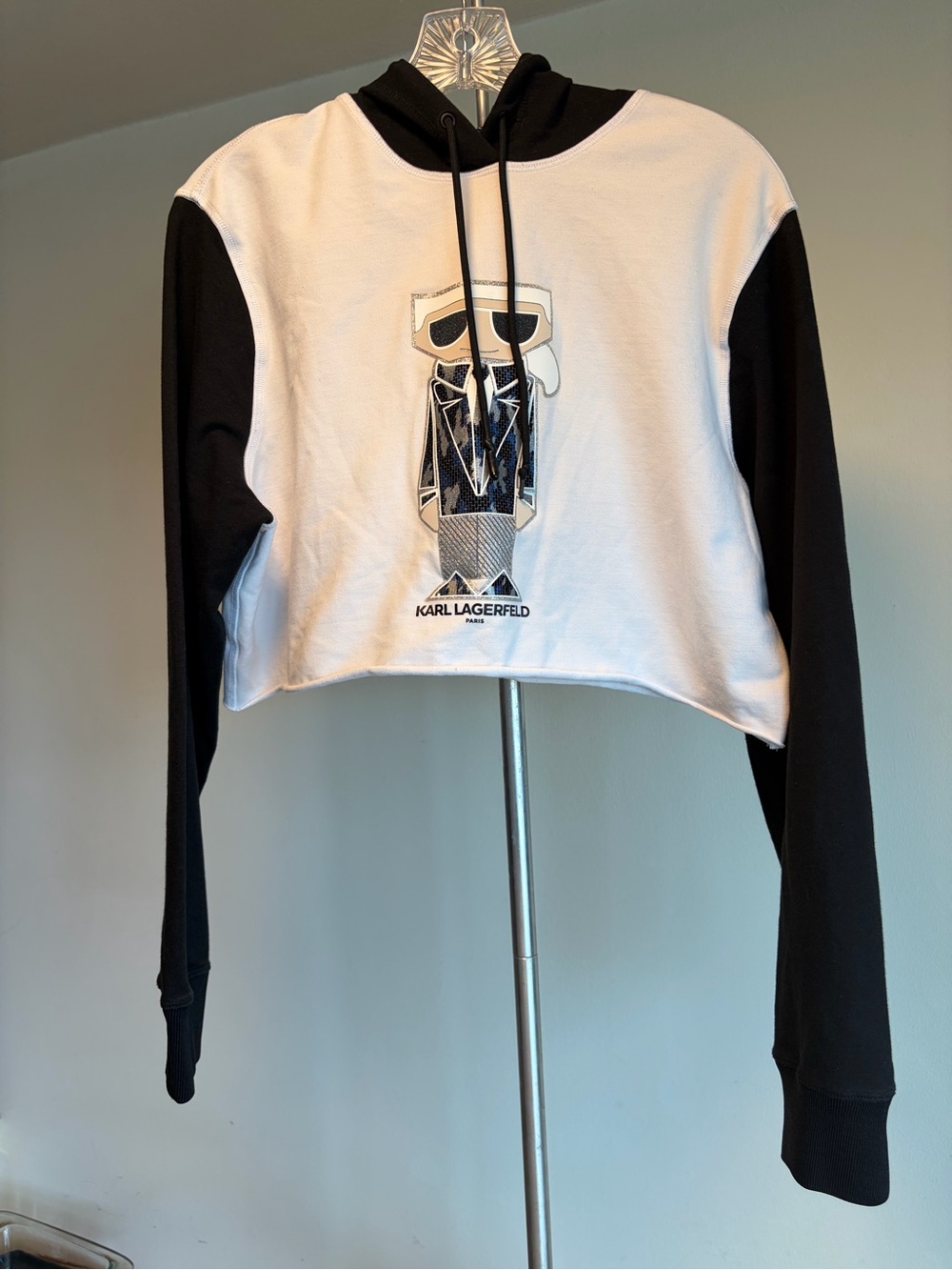 Karl Lagerfeld Paris Ikonik Colorblock Cropped Hoodie Small DIY Cut S